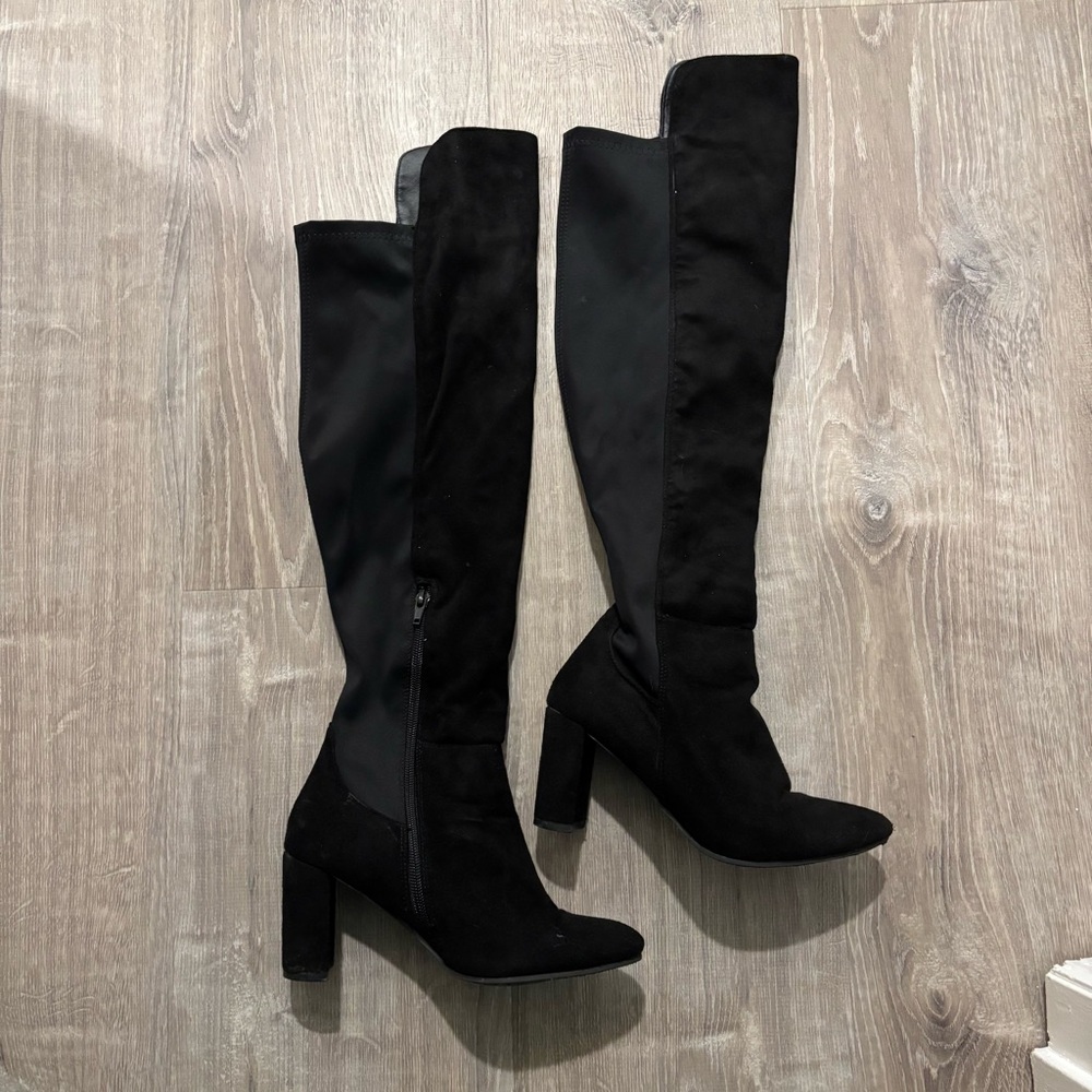 Over the Knee Black Suede Boots